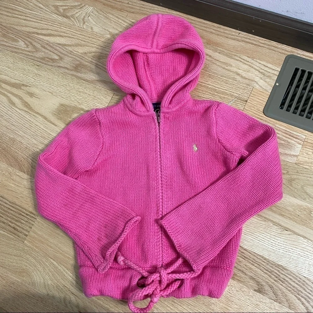 Ralph Lauren Pink Full Zip Sweatshirt Sz 5 Kids